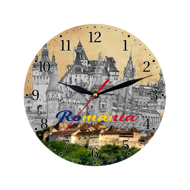 Romania castele, ceas lemn de perete, model 03